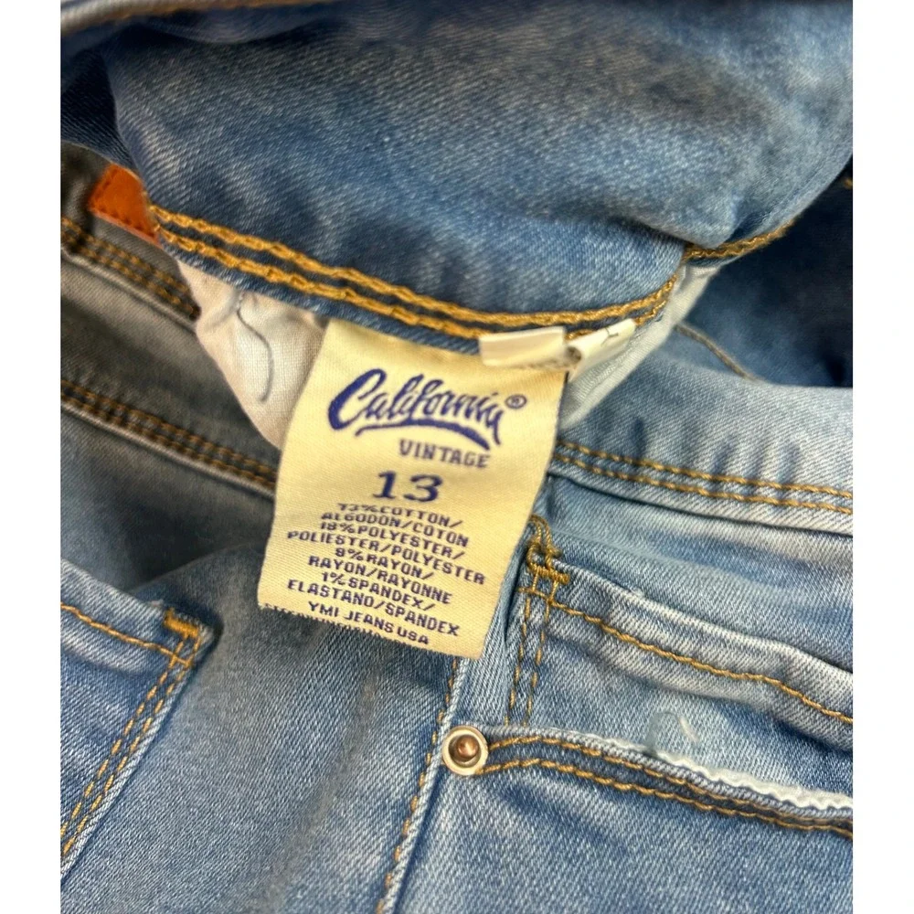 California Vintage‎ Womens Blue Denim Distressed Cuffed Shorts Size 13